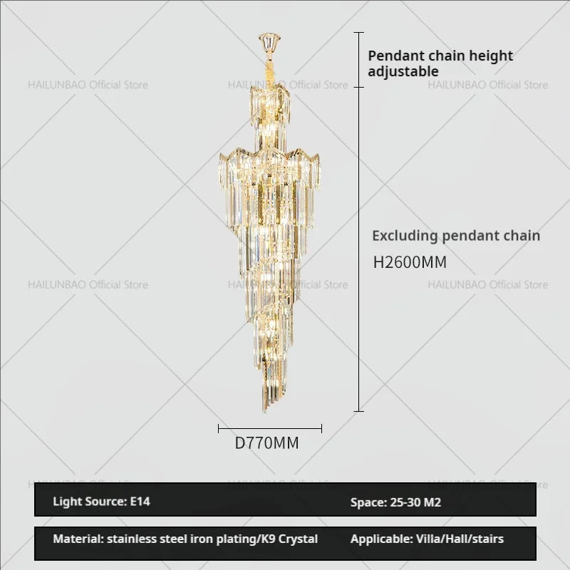 Crystal Chandelier: European Villa Hotel Luxury Hollow Building Middle Floor Lighting