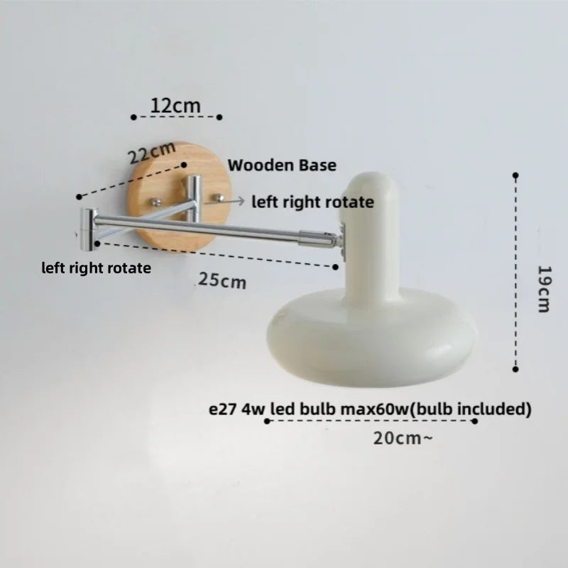 Walnut Wood LED Wall Sconce Pull Chain Switch Stair Light