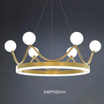 Glass Crown Chandelier Pendant Light for Bedroom Ceiling, Modern Suspension Lamp