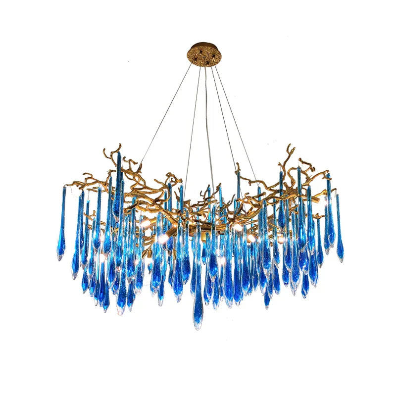 Art Deco Blue Queen Crystal Chandelier for Living Room