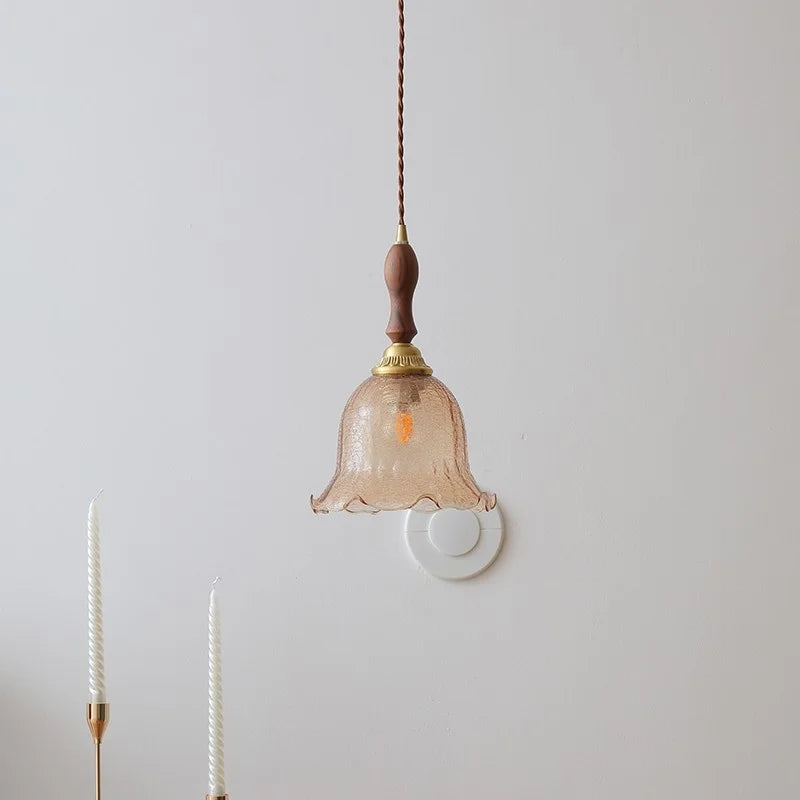 LED Glass Wood Pendant Lights | Modern Nordic Style Hanging Lamp for Home Décor