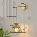 Glass Wall Lamp with Pull Chain Switch and Adjustable LED Light
