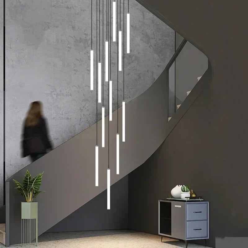 Modern Luxury LED Stair Pendant Chandelier Light for Villa