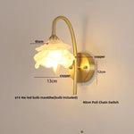 Modern Luxury White Glass Wall Sconce with Pull Chain Switch & LED Bulb