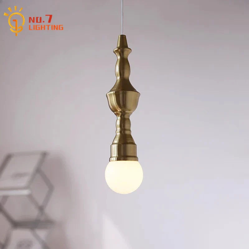 Vintage Industrial Glass Iron Pendant Lights Gold Lustre Roman Column Lamp