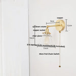 Clear Glass LED Wall Lights with Pull Chain Switch.