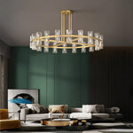 Crystal Black Gold Luxury LED Hanging Pendant Light for Living Room