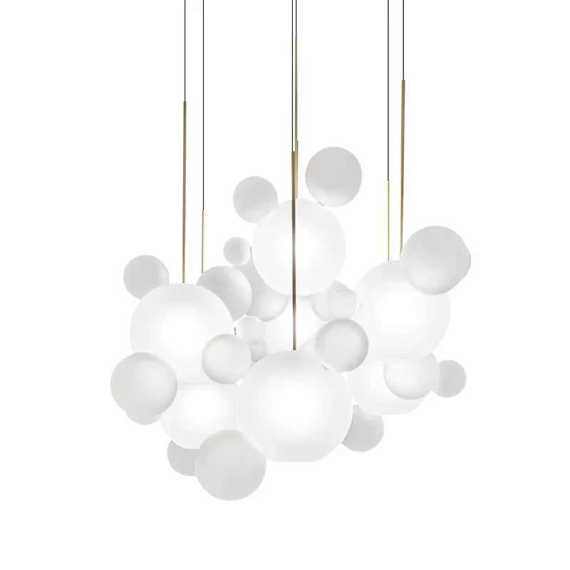 Milky Glass Globes LED Pendant Lights for Dining Room, Modern Luminarias LED Hanging Lamp