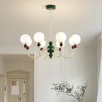 Modern Cream Green Glass Chandelier for Bedroom Living Room Kitchen