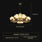 Natural Jade Copper Chandelier Modern Duplex Building Zhongshan Lamps