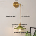 White Glass LED Wall Lamp with Pull Chain Switch, Modern Nordic Design