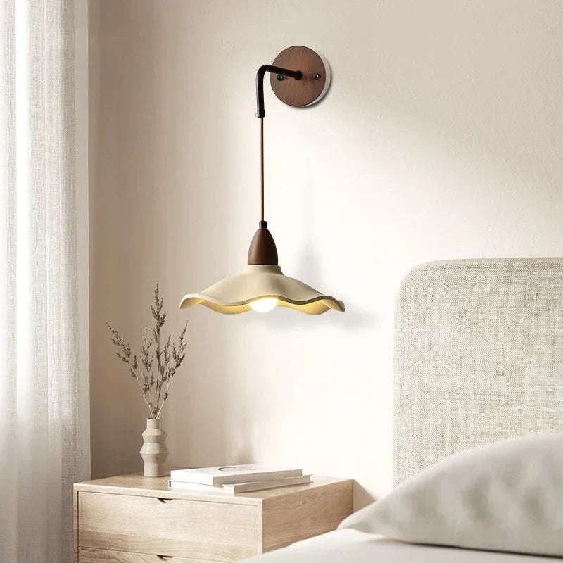 Afralia™ Loft Wood LED Wall Light with Pull Chain Switch for Home Decor
