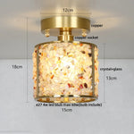 Copper Canopy LED Ceiling Light Glass Crystal Nordic Modern Decor for Home