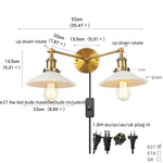 Glass 2-Light Wall Sconce with Pull Chain Switch for Bedroom and Bathroom