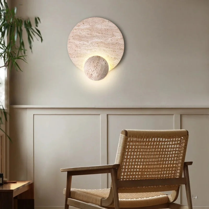 Afralia™ Natural Yellow Travertine Stone LED Wall Sconce Stair Light