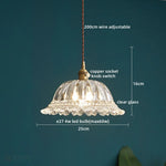 Copper Glass LED Pendant Lamp with Knob Switch - Modern Hanging Light Fixtures