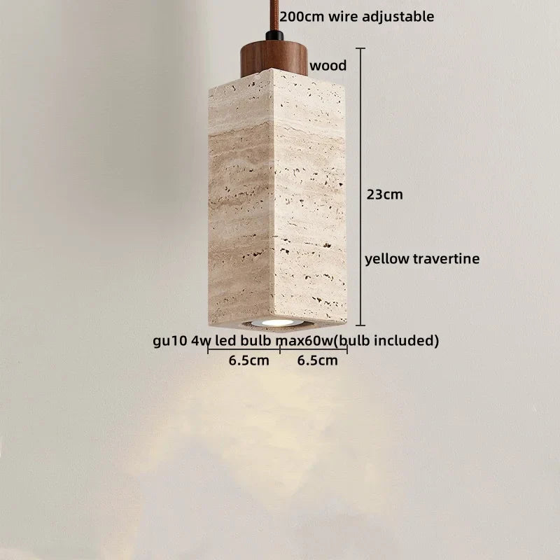 Travertine LED Pendant Lamp for Bar Bedroom Living Room Décor