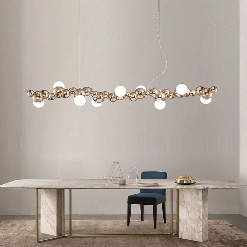 Dimmable LED Hanging Pendant Light for Living Room - Gold Silver Luminaire