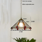 Afralia™ Tiffany Wood Globe LED Pendant Lamp for Kitchen Cafe Reading, Gold Copper Blue Glass