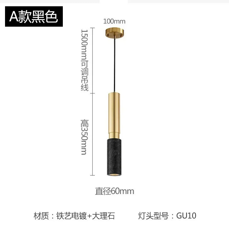 Small Chandelier Art Marble Terrazzo Single Head Pendant Light