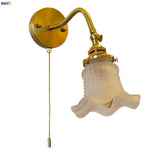 Afralia™ Glass LED Wall Light Fixture Bedroom Stair Living Room Bedside Lamp Vintage Copper