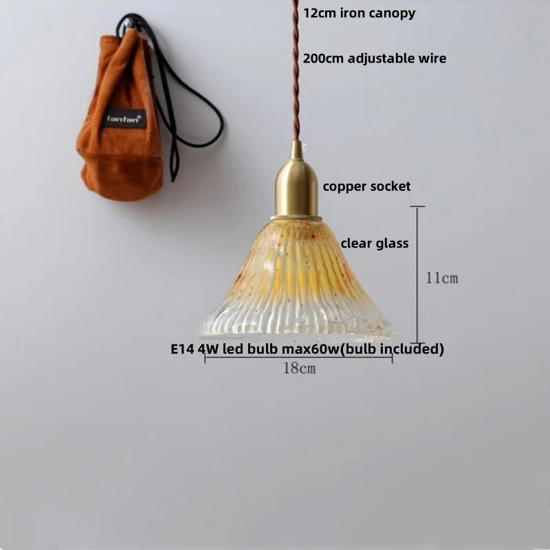 Glass Pendant Lamp Copper Socket Nordic Modern LED Hanging Light
