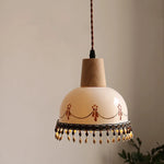 Afralia™ White Ceramic Tassel LED Pendant Lamp - Modern Nordic Wood Hand-drawn Fixture for Bedroom and Cafe