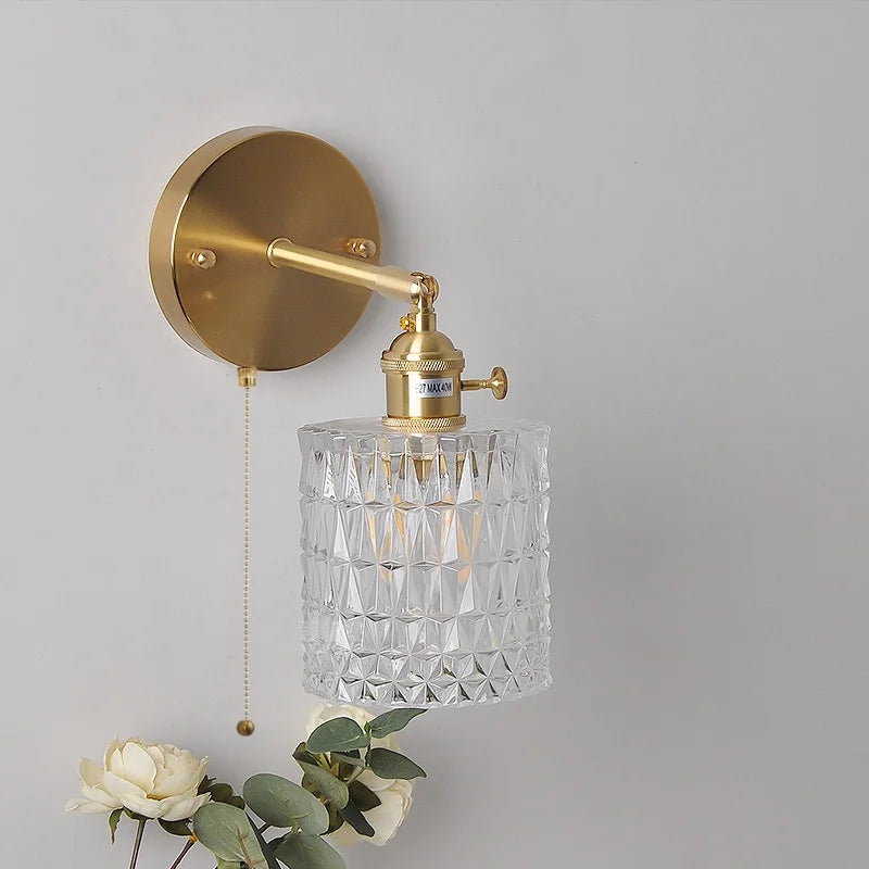 Afralia™ Brass LED Wall Sconce with Pull Chain Switch, Nordic Design