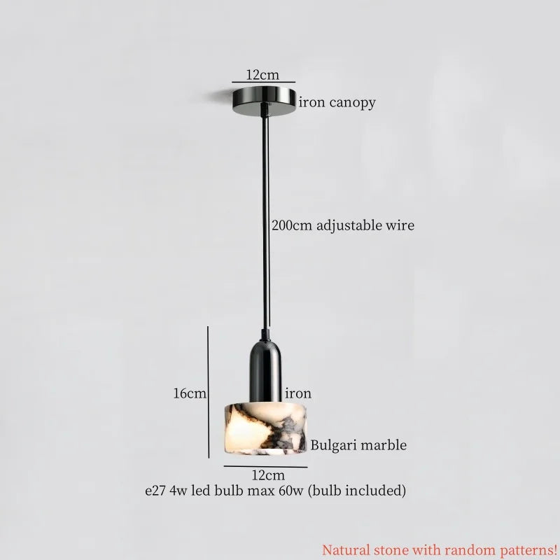 Afralia™ Marble LED Pendant Lights for Kitchen Bedroom Living Room - Nordic Modern Hanging Lamp