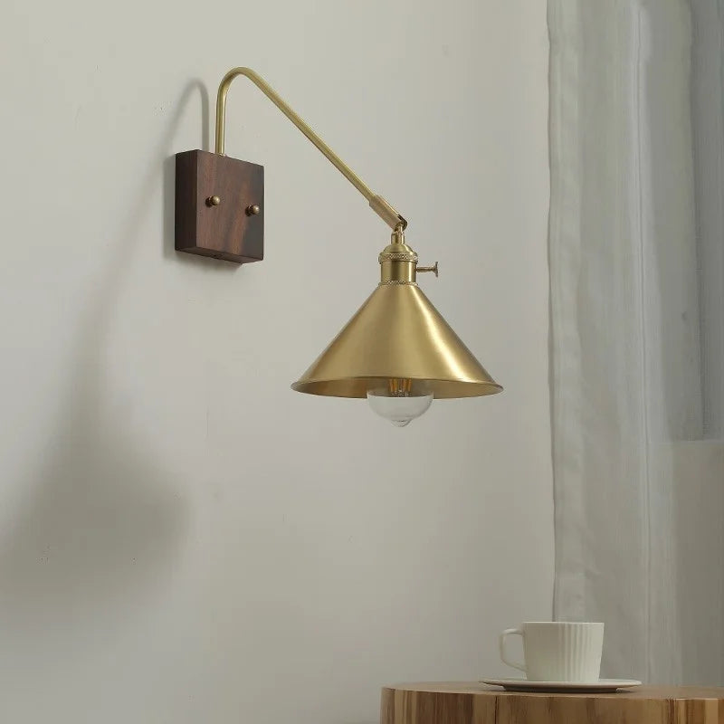 Walnut Copper LED Wall Lights Modern Bedside Lamp Applique Da Parete