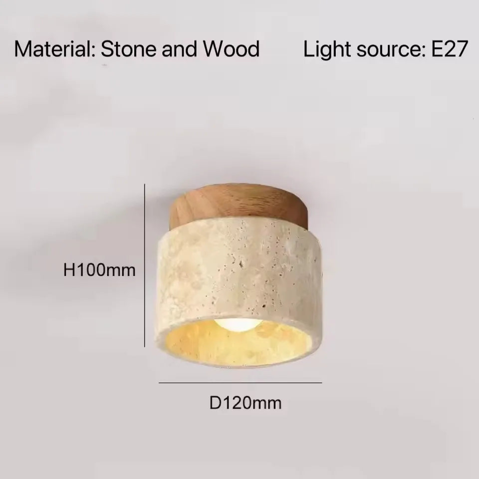Travertine Stone Ceiling Downlight with E27 Bulb