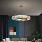 Circle Steel LED Pendant Chandelier, Modern Dimmable Lighting for Living Room Home Decor