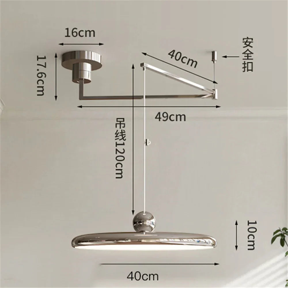 Cream Iron Art Chandelier LED Pendant Light for Bedroom Living Room