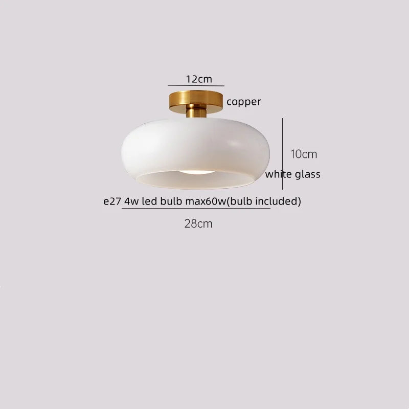 Copper Glass LED Ceiling Light for Indoor Balcony Kitchen Porch Decor