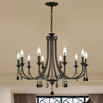 Black Metal Crystal Chandelier: Artistic LED Lighting for Home Decor