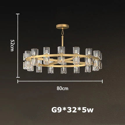 Crystal Black Gold Luxury LED Hanging Pendant Light for Living Room