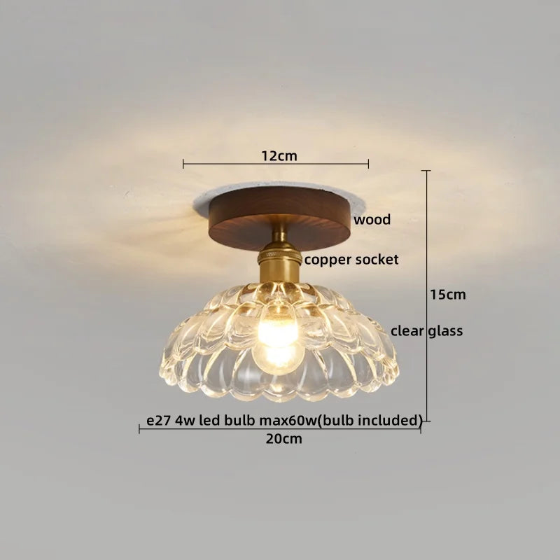 LED Glass Wood Ceiling Light Modern Plafondlamp for Living Room