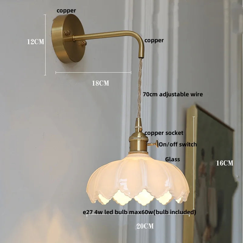 Afralia™ Glass LED Wall Sconce: Modern Nordic Design with Pull Chain Switch