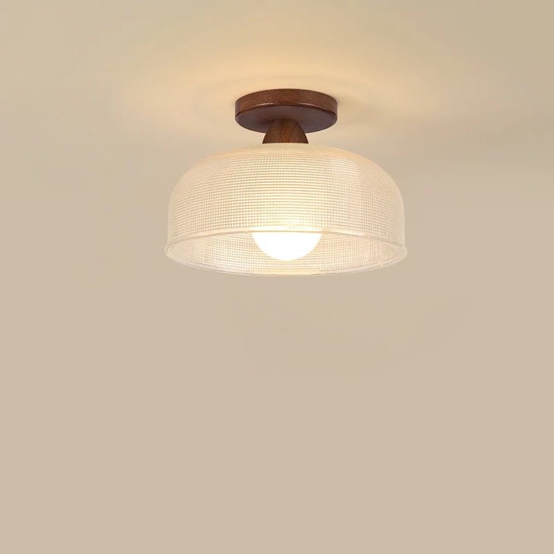 Wood Glass LED Ceiling Lights Modern Luminaria De Teto for Home Décor