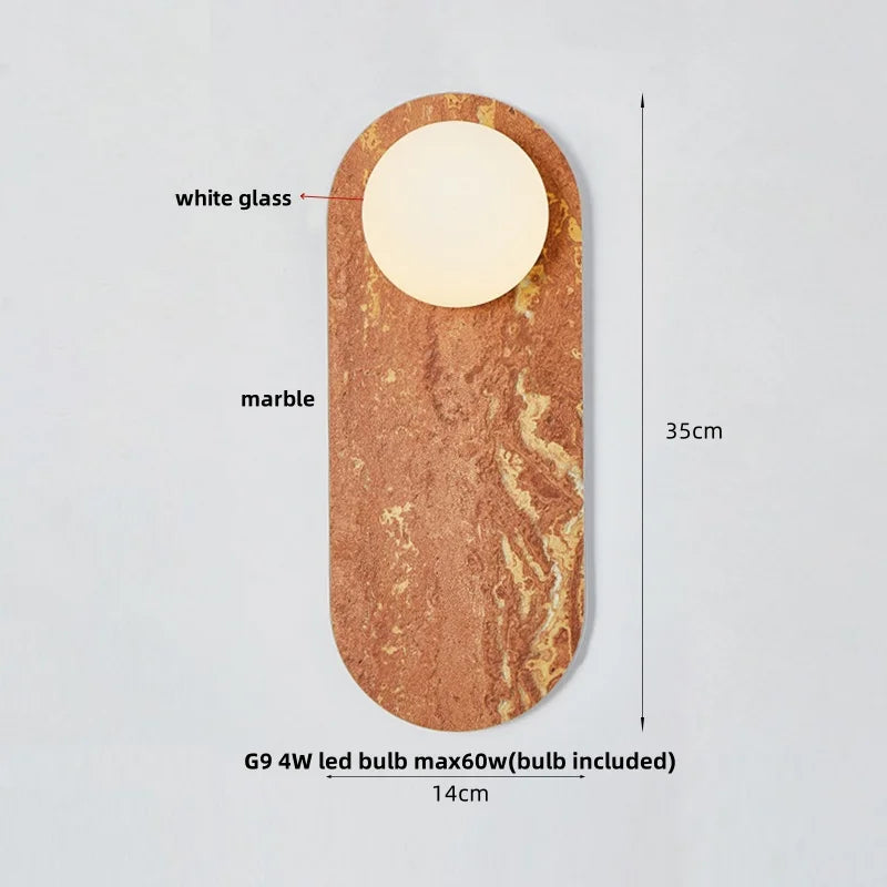 Luxury Stone LED Wall Lights White Glass Ball Wabi Sabi Wall Lamp