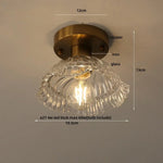 White Glass LED Ceiling Light Fixture with Wood Copper Canopy