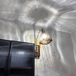 LED Glass & Wood Wall Lamp with Pull Chain Switch for Living Room, Bedroom, Bathroom