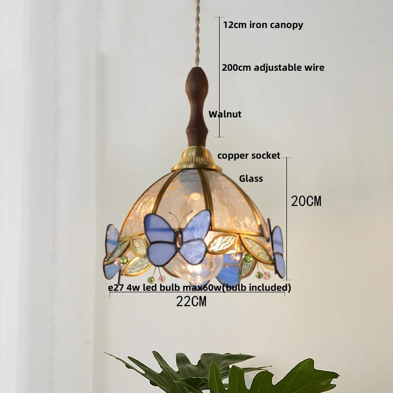 Butterfly Glass LED Pendant Lights: Modern Nordic Kitchen Fixture