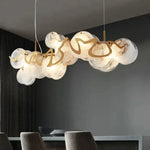 Nordic Gold Iron Pendant Light Disc Chandelier Luxury Glass for Living Room