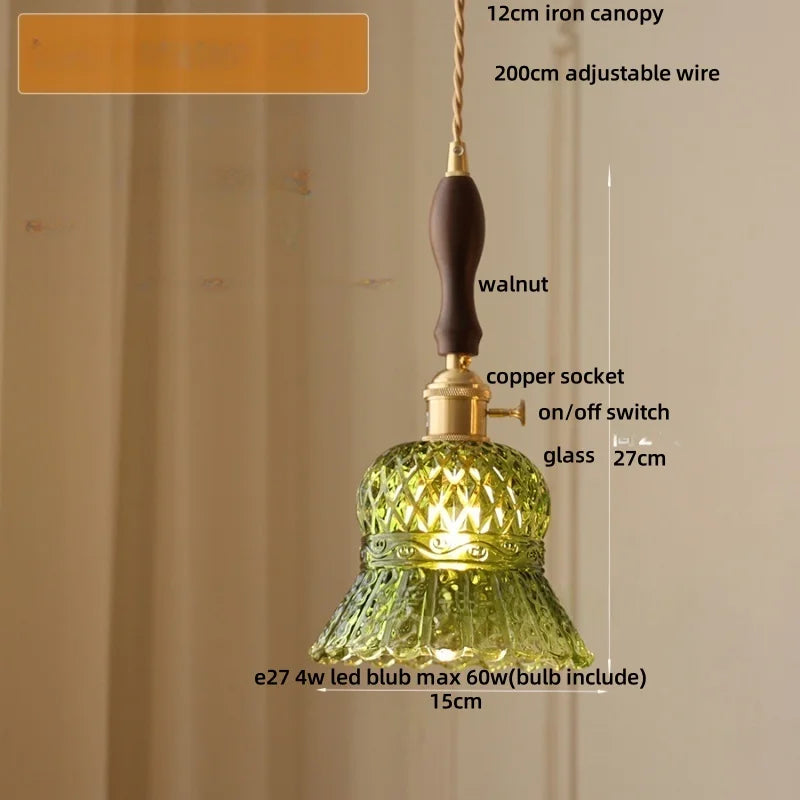 Afralia™ Amber Glass LED Pendant Light Modern Nordic Hanging Lamp