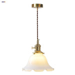 Glass Pendant Lamp with Adjustable LED, Copper Base - Modern Nordic Style