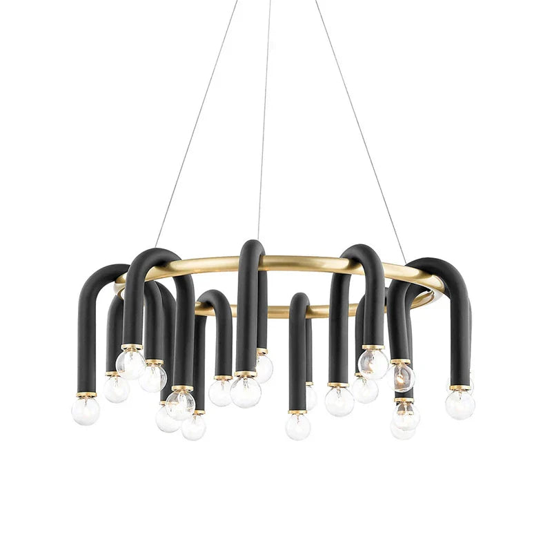 Black Aluminum Tube Dimmable LED Chandelier with U-Shaped Design