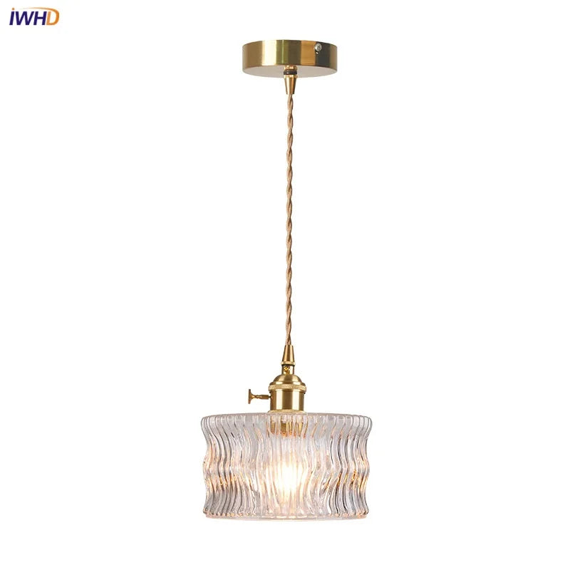 LED Brass Pendant Lamp Modern Clear Glass Dining Light