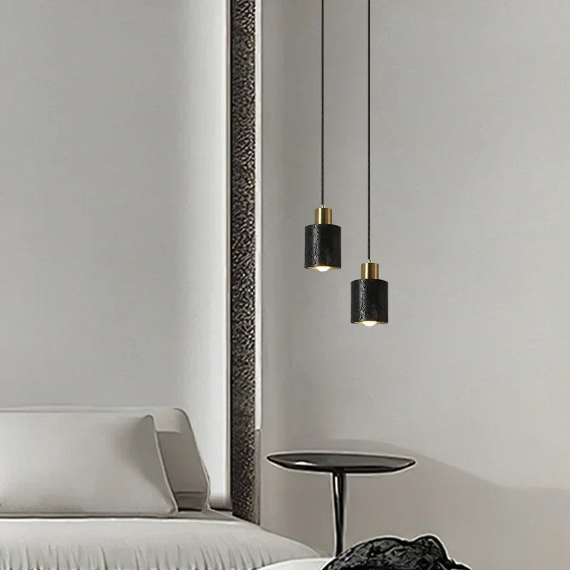 Black Travertine LED Pendant Lamps: Nordic Modern Home Decoration Interior Hanging Light
