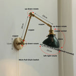 Afralia™ Brass Swing Arm LED Wall Light Fixture with Rotatable Arms & Pull Chain Switch